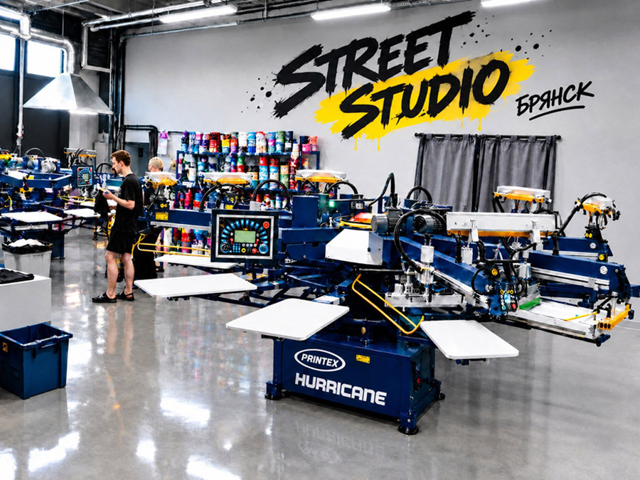 Второй трафаретный станок Hurricane SLE 8/10 запущен Printex в компании STREET STUDIO